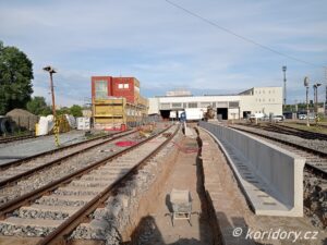 Staveniště nového terminálu autovlaku v pražské Michli