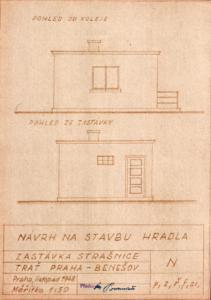 Strašnice - návrh nového traťového hradla s vyznačenými doporučenými změnami; listopad 1948