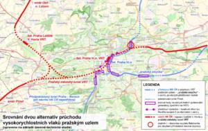 Alternativy průchodu VRV pražským uzlem