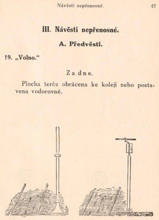 Předvěst. Zdroj: Návěstní předpis 1913