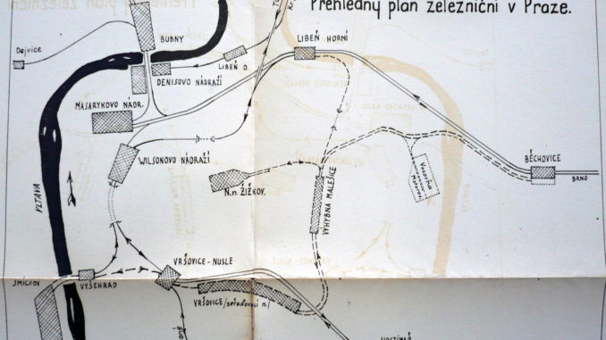 Přehledný plán železniční v Praze